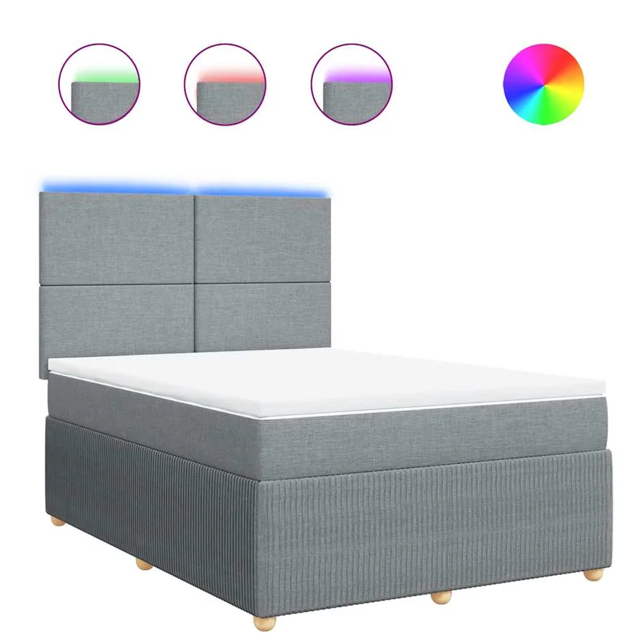 Sommier à lattes de lit avec matelas Gris clair 140x190cm Tissu - 2