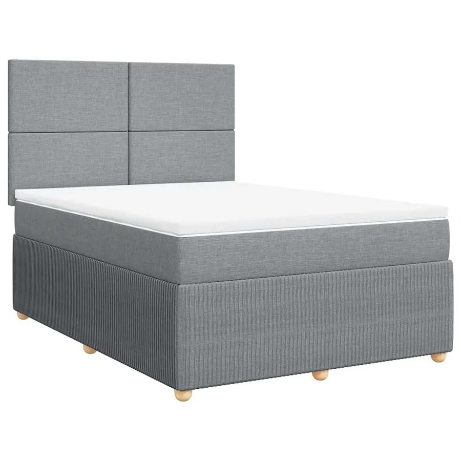 Sommier à lattes de lit avec matelas Gris clair 140x190cm Tissu - 3