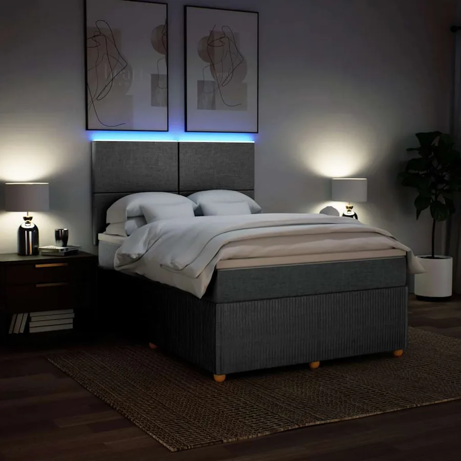 Sommier à lattes de lit avec matelas Gris clair 140x190cm Tissu - 4