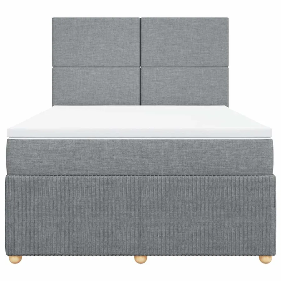 Sommier à lattes de lit avec matelas Gris clair 140x190cm Tissu - 6