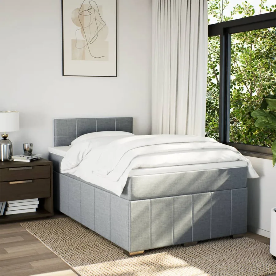Sommier à lattes de lit avec matelas Gris clair 120x200cm Tissu - 4