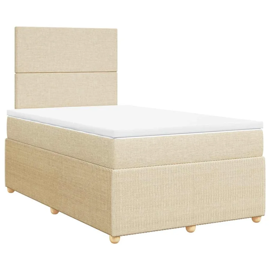Sommier à lattes de lit avec matelas Crème 120x200 cm Tissu - 2