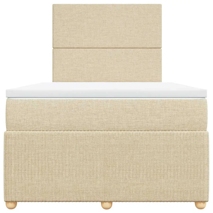 Sommier à lattes de lit avec matelas Crème 120x200 cm Tissu - 4