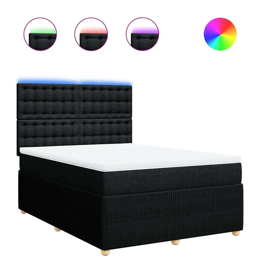 Sommier à lattes de lit avec matelas Noir 140x190 cm Tissu - 2