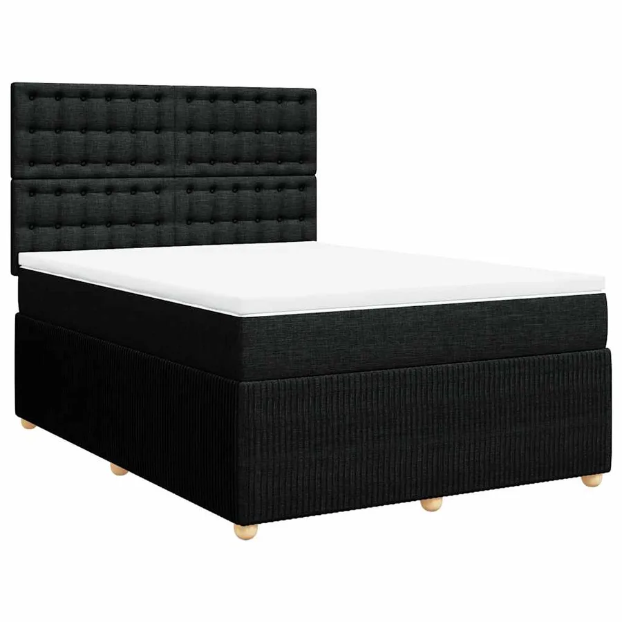 Sommier à lattes de lit avec matelas Noir 140x190 cm Tissu - 3