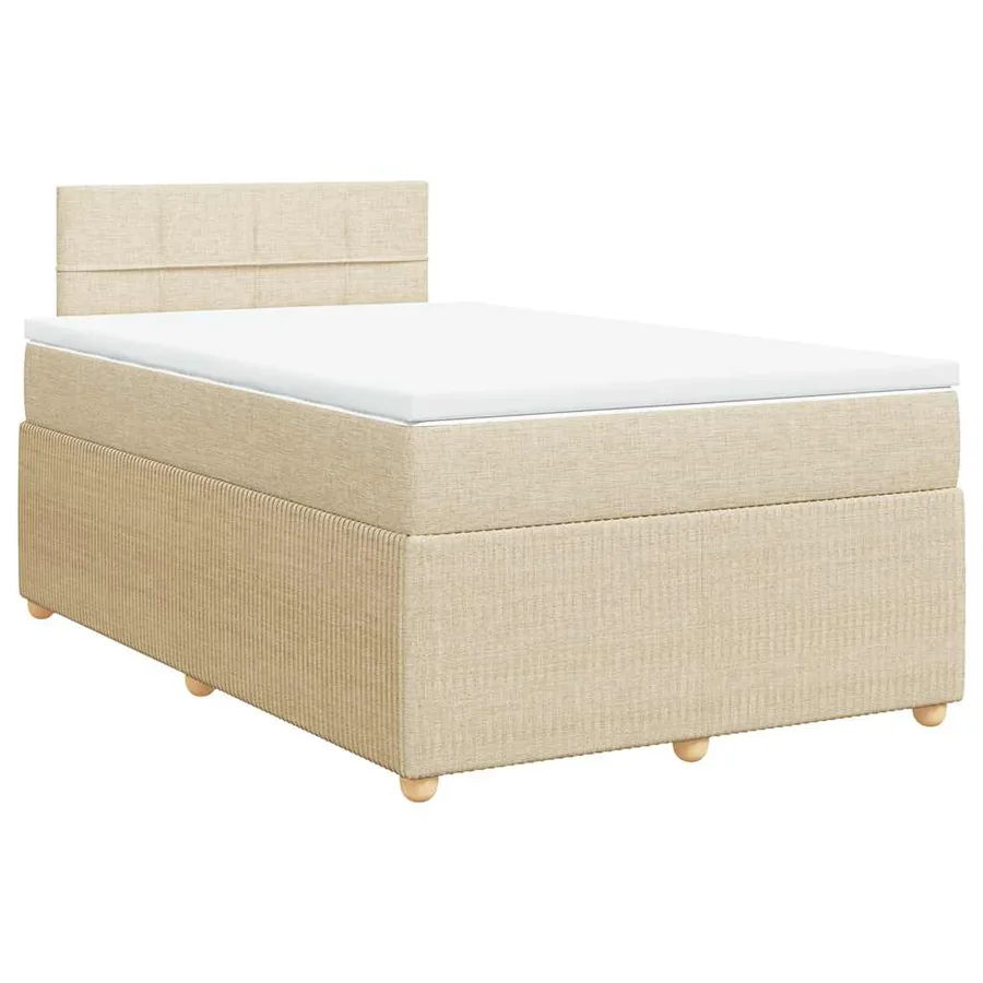 Sommier à lattes de lit avec matelas Crème 120x200 cm Tissu - 3
