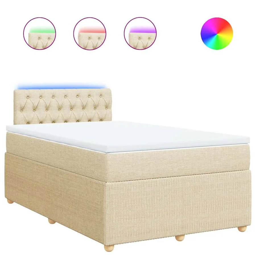 Sommier à lattes de lit avec matelas Crème 120x200 cm Tissu - 2