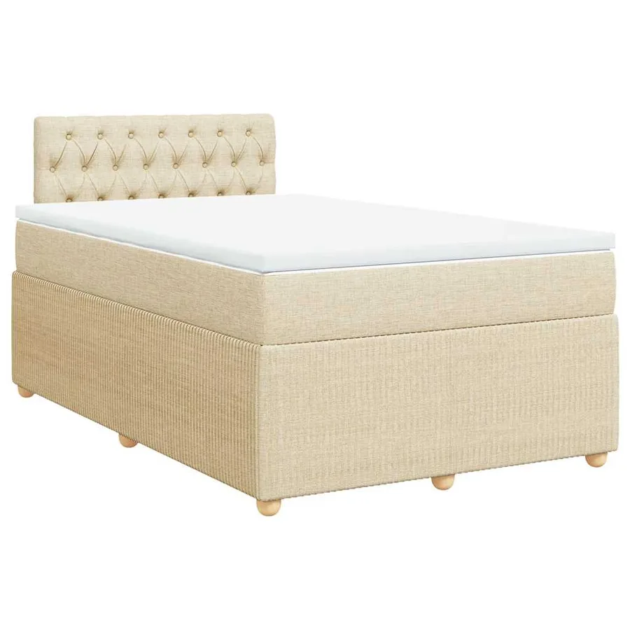 Sommier à lattes de lit avec matelas Crème 120x200 cm Tissu - 3