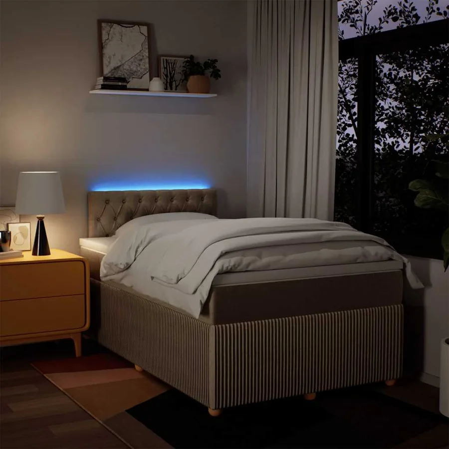 Sommier à lattes de lit avec matelas Crème 120x200 cm Tissu - 5