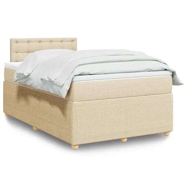 Sommier à lattes de lit avec matelas Crème 120x200 cm Tissu