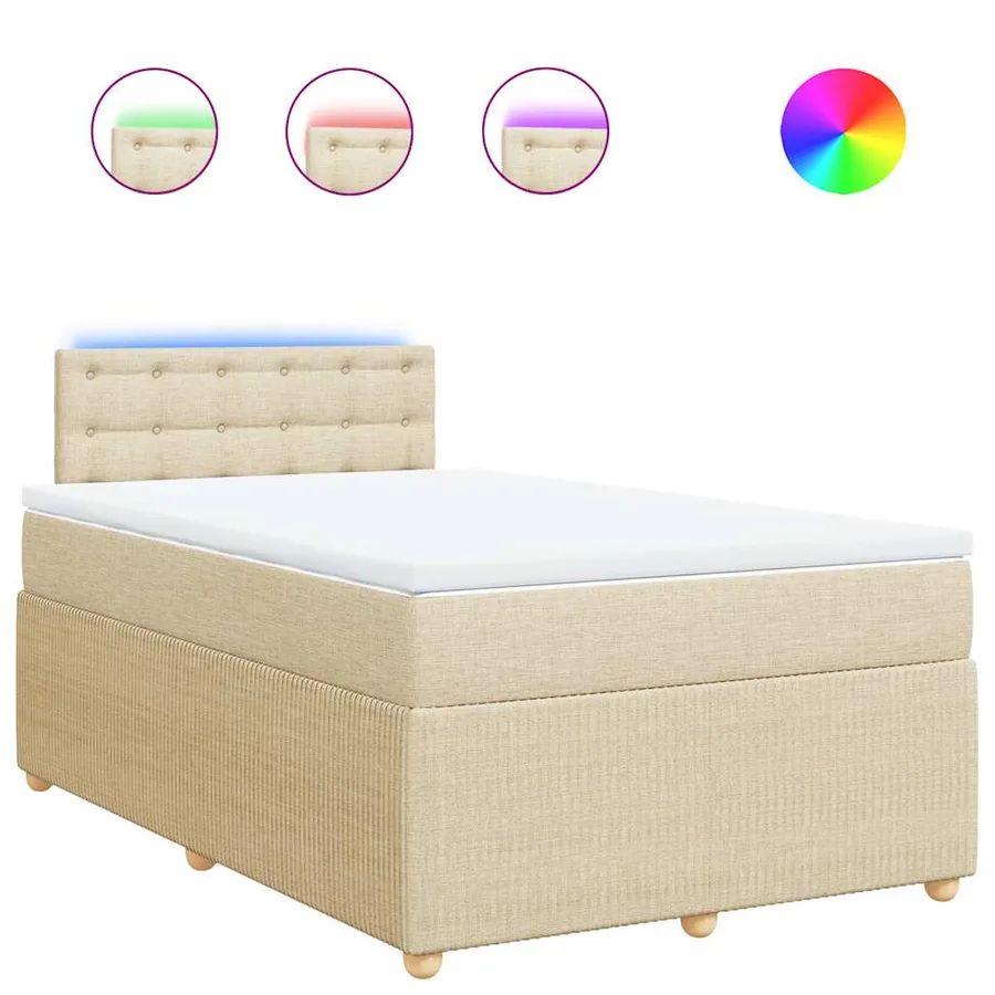 Sommier à lattes de lit avec matelas Crème 120x200 cm Tissu - 2