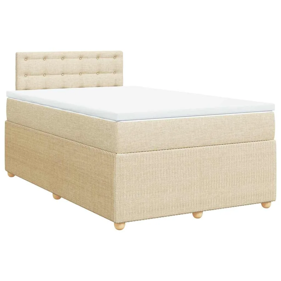 Sommier à lattes de lit avec matelas Crème 120x200 cm Tissu - 3