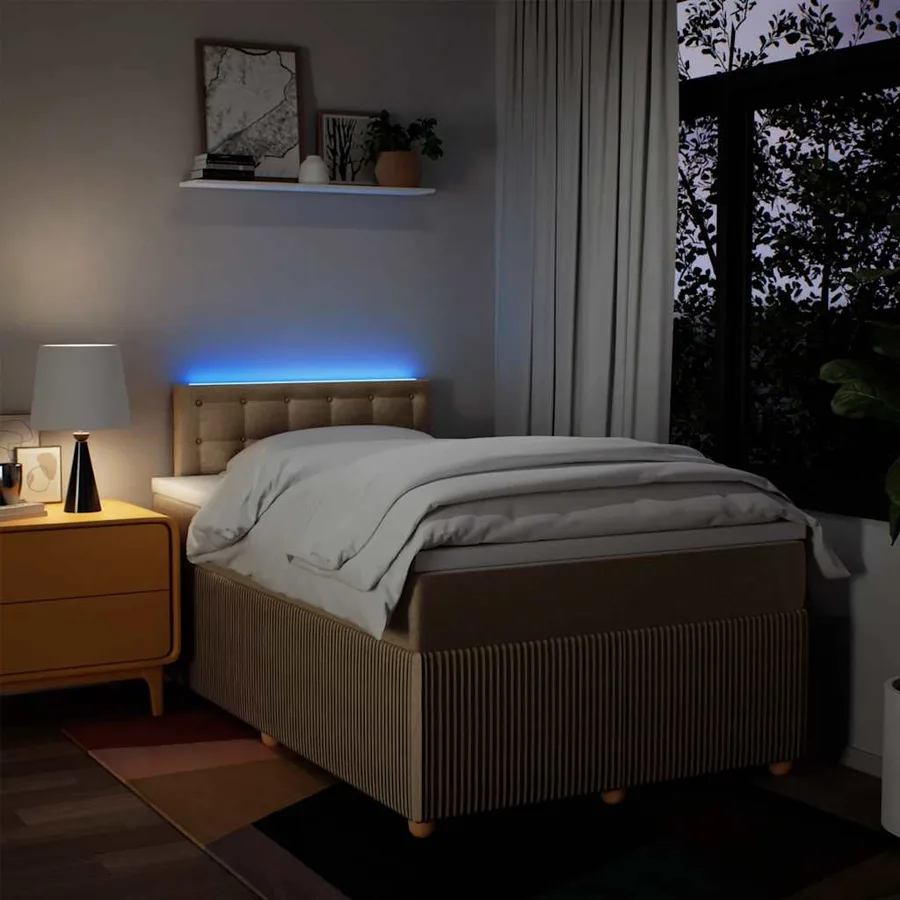 Sommier à lattes de lit avec matelas Crème 120x200 cm Tissu - 5