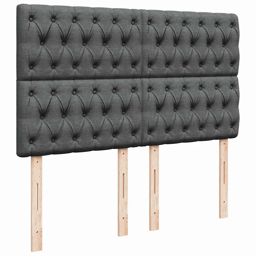 Sommier à lattes de lit avec matelas Gris foncé 140x190cm Tissu - 11