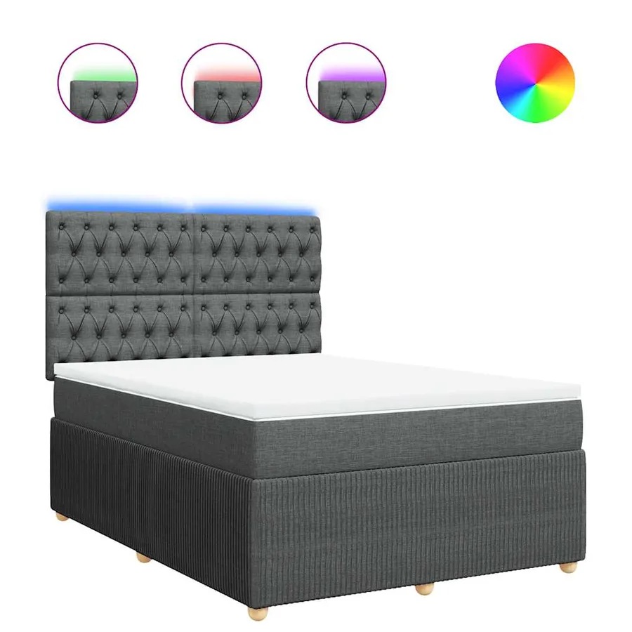 Sommier à lattes de lit avec matelas Gris foncé 140x190cm Tissu - 2
