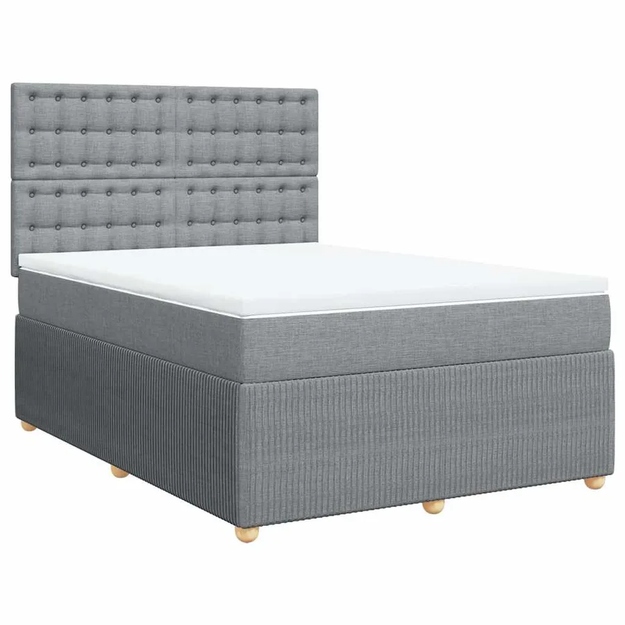 Sommier à lattes de lit avec matelas Gris clair 140x190cm Tissu - 3