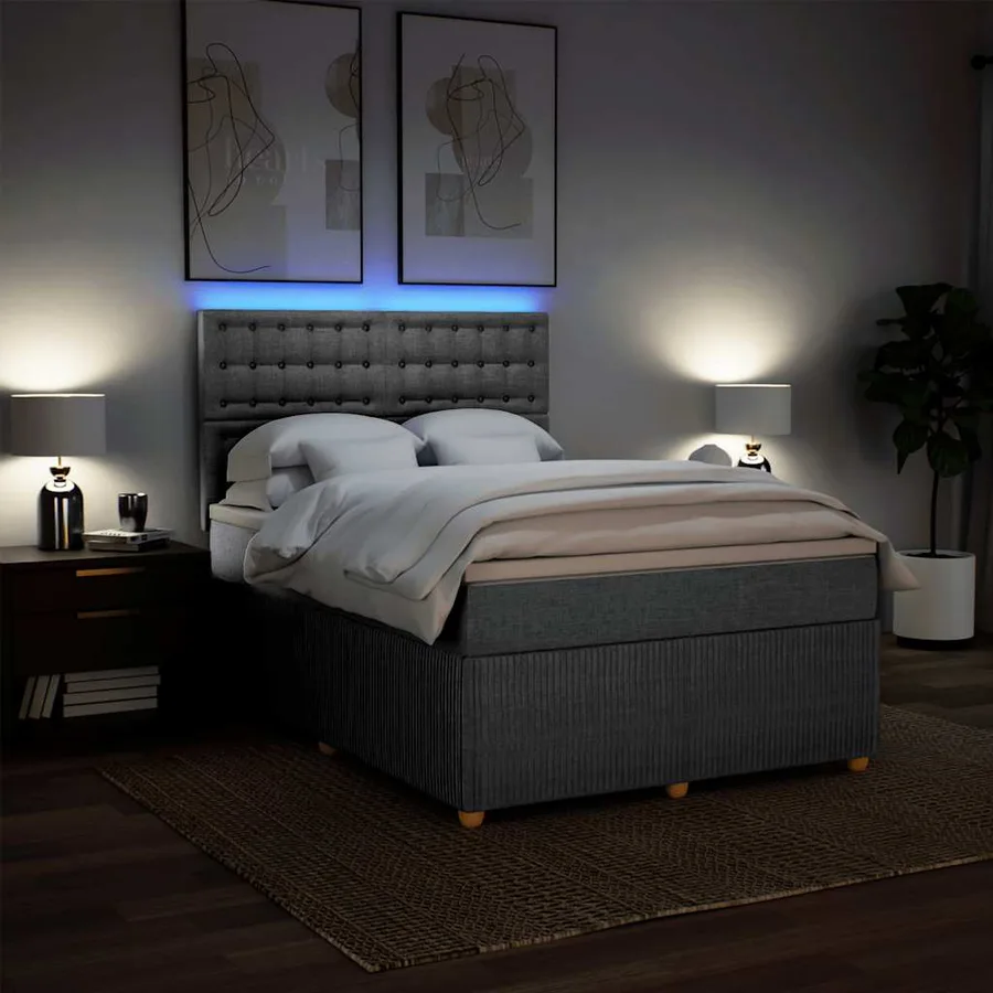 Sommier à lattes de lit avec matelas Gris clair 140x190cm Tissu - 4