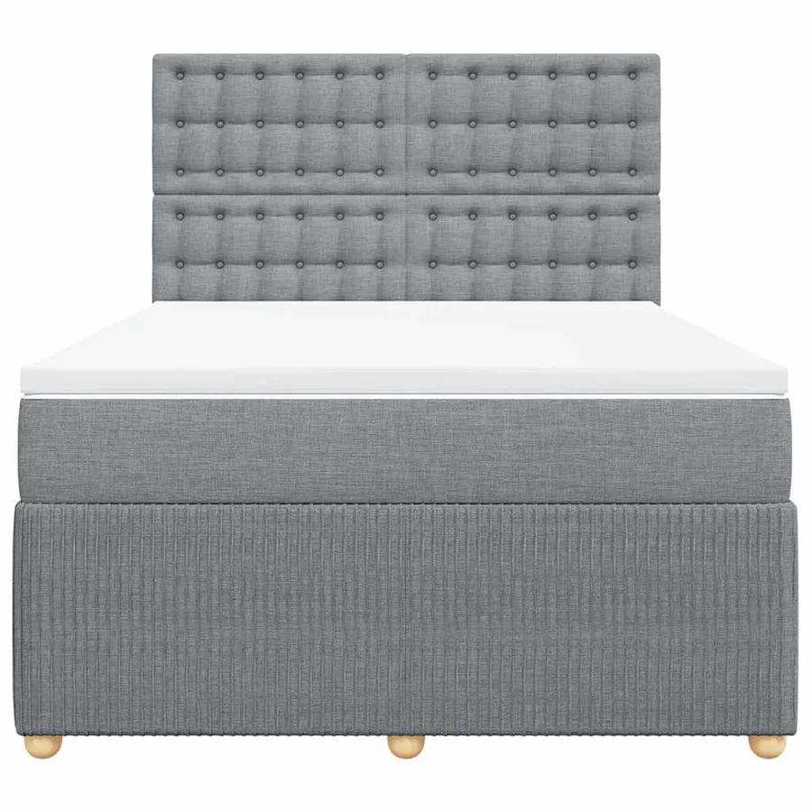 Sommier à lattes de lit avec matelas Gris clair 140x190cm Tissu - 6