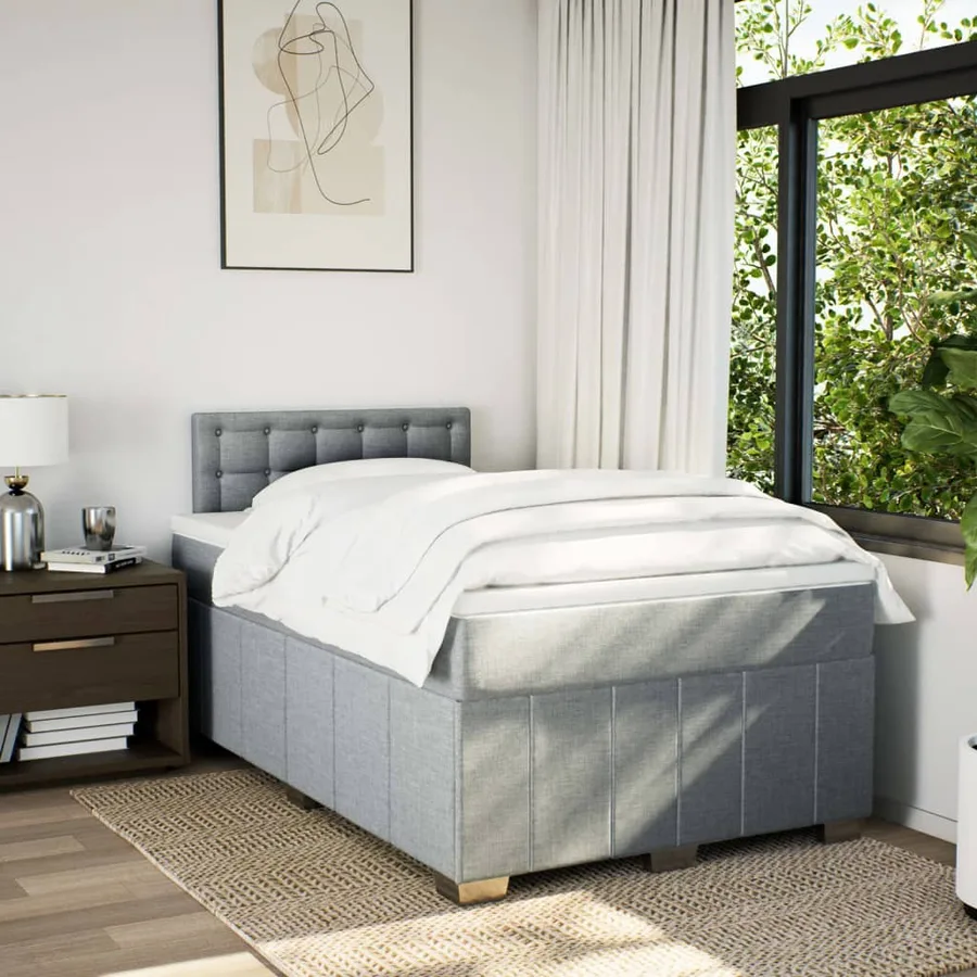 Sommier à lattes de lit avec matelas Gris clair 120x200cm Tissu - 4