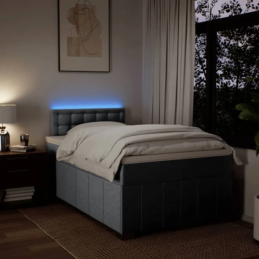 Sommier à lattes de lit avec matelas Gris clair 120x200cm Tissu - 5