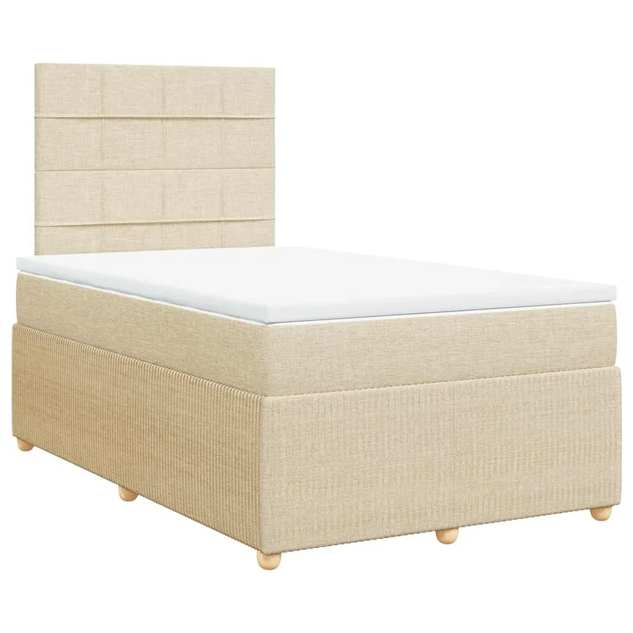 Sommier à lattes de lit avec matelas Crème 120x200 cm Tissu - 2