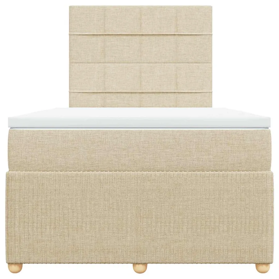 Sommier à lattes de lit avec matelas Crème 120x200 cm Tissu - 4
