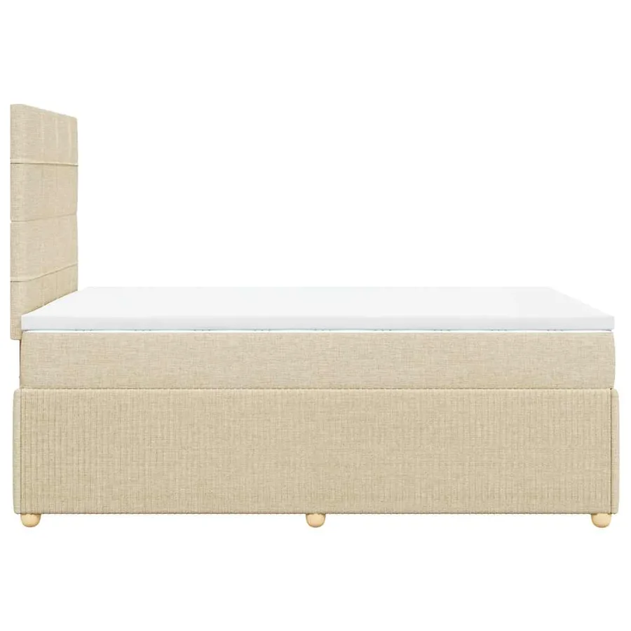 Sommier à lattes de lit avec matelas Crème 120x200 cm Tissu - 5