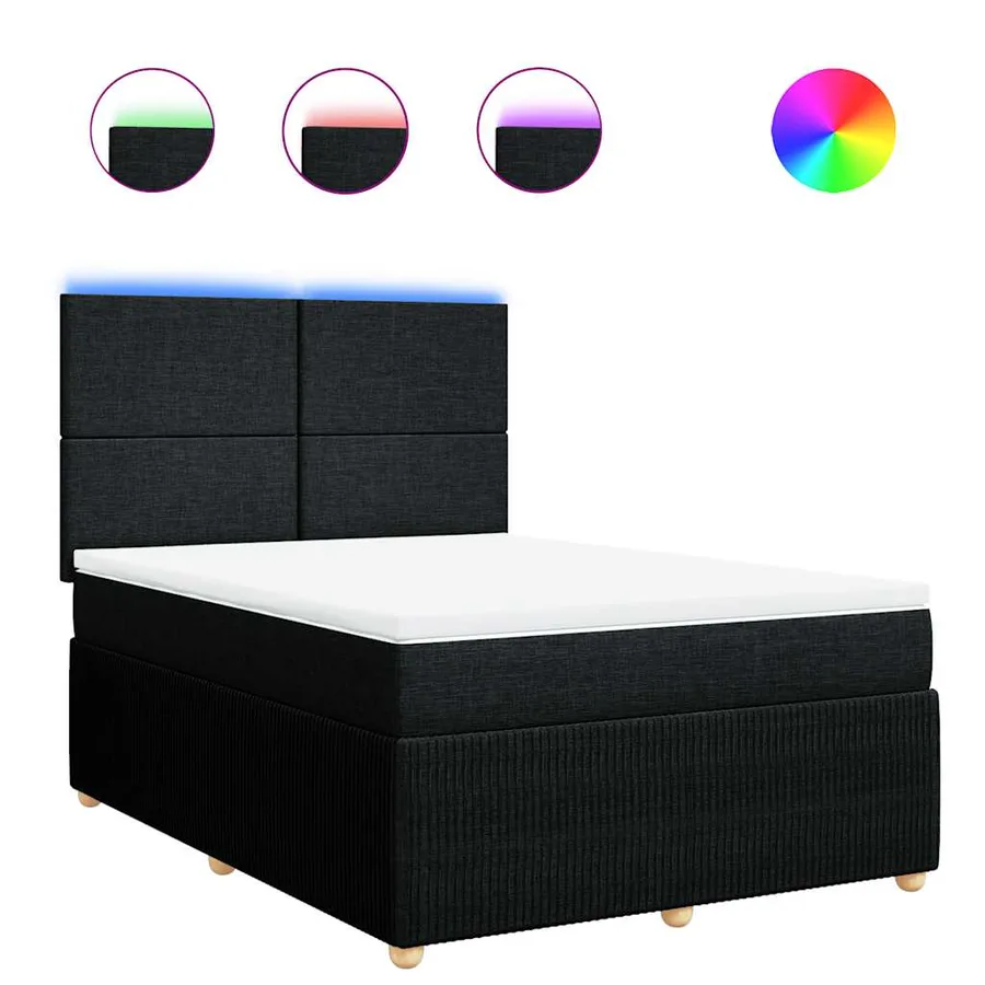 Sommier à lattes de lit avec matelas Noir 140x190 cm Tissu - 2