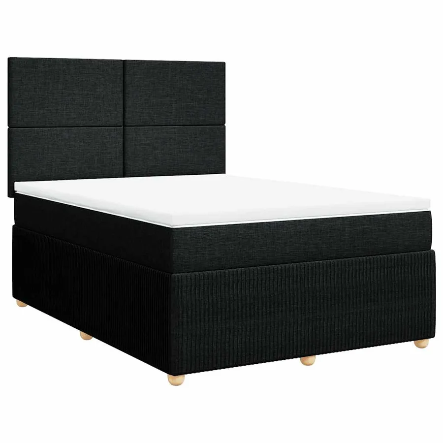 Sommier à lattes de lit avec matelas Noir 140x190 cm Tissu - 3