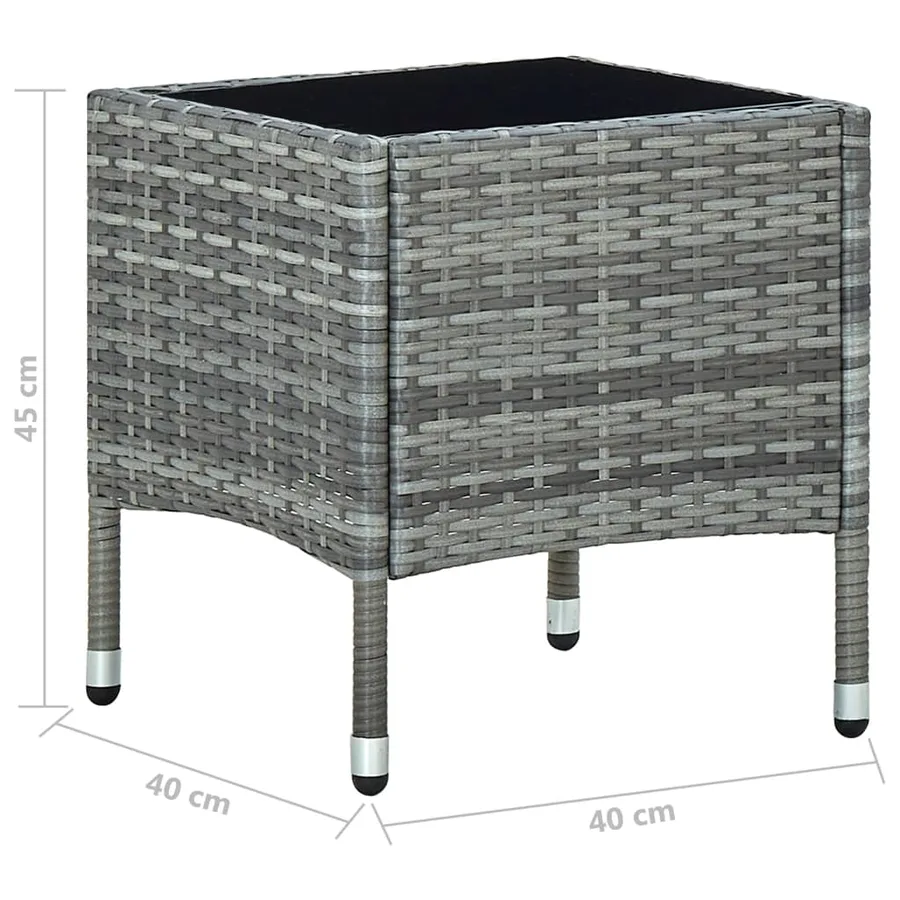 Garden Table Grey 40x40x45 cm Poly Rattan - 5