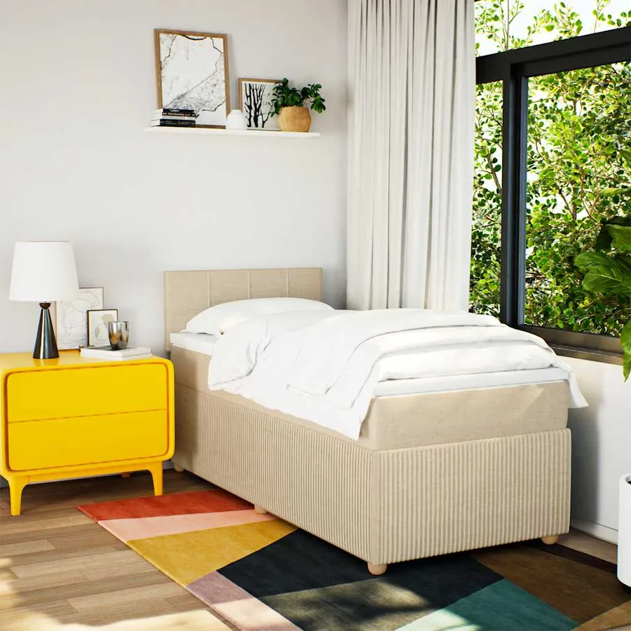 Sommier à lattes de lit avec matelas Crème 80x200 cm Tissu - 4