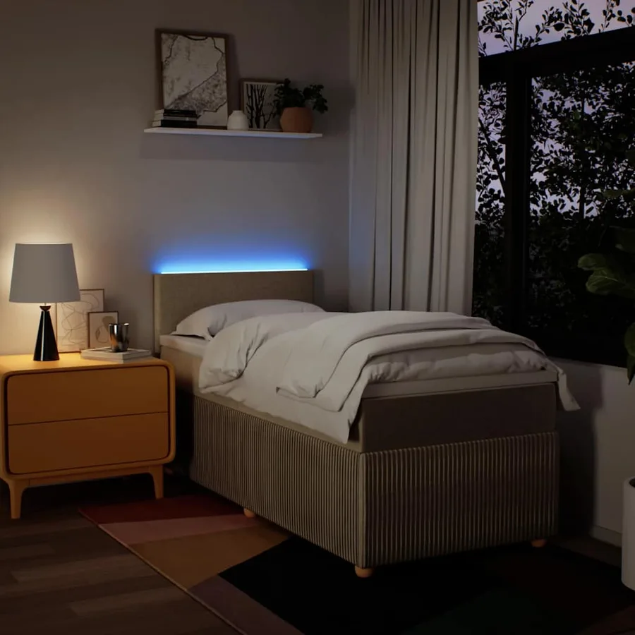 Sommier à lattes de lit avec matelas Crème 80x200 cm Tissu - 5
