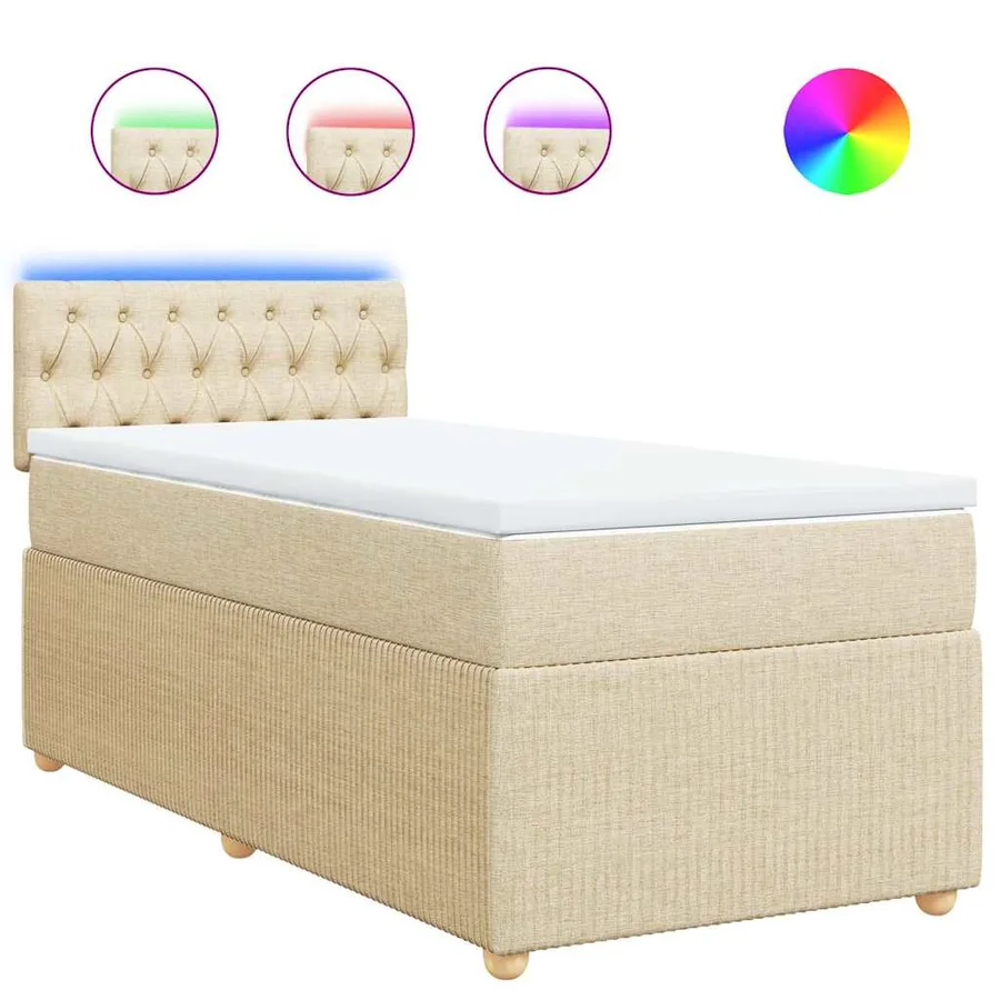 Sommier à lattes de lit avec matelas Crème 80x200 cm Tissu - 2