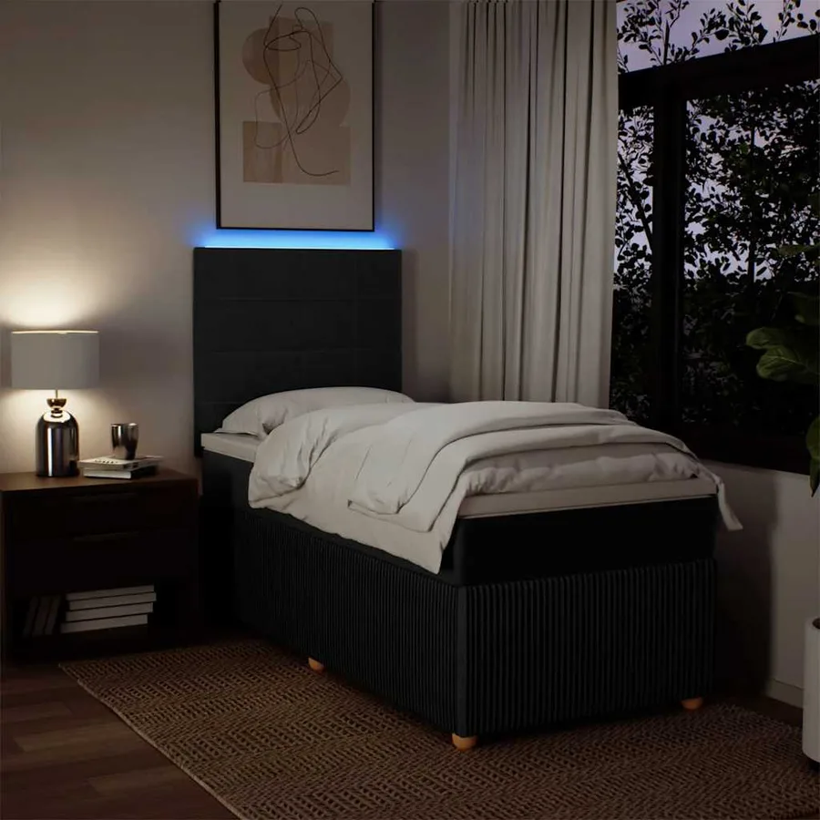 Sommier à lattes de lit et matelas Noir 80x200 cm Tissu - 4