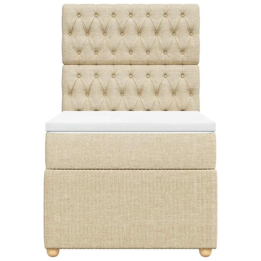 Sommier à lattes de lit avec matelas Crème 80x200 cm Tissu - 4