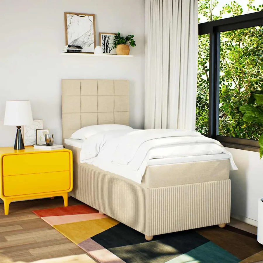 Sommier à lattes de lit avec matelas Crème 80x200 cm Tissu - 3