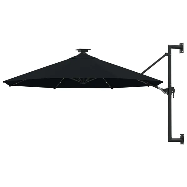 Parasol mural de jardin avec LED 300 cm noir