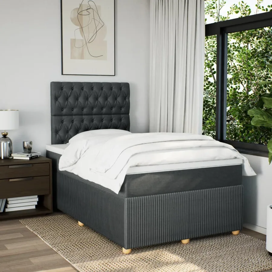 Sommier à lattes de lit avec matelas Gris foncé 120x200cm Tissu - 4