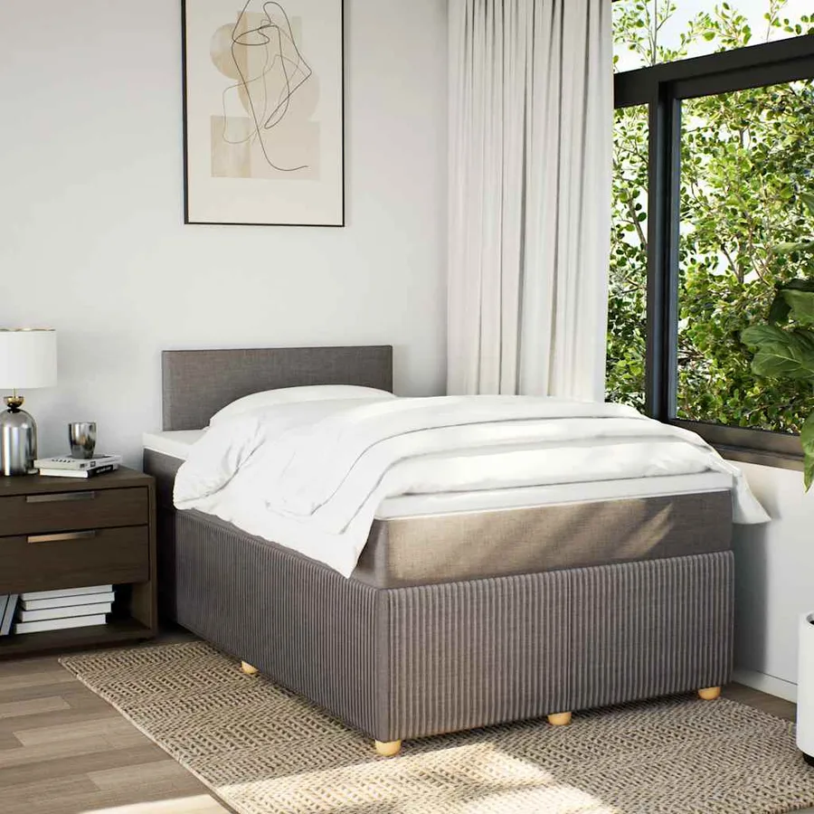 Sommier à lattes de lit avec matelas Taupe 120x200 cm Tissu - 3
