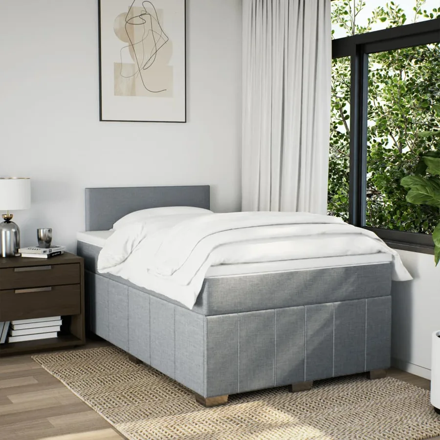 Sommier à lattes de lit avec matelas Gris clair 120x200cm Tissu - 4