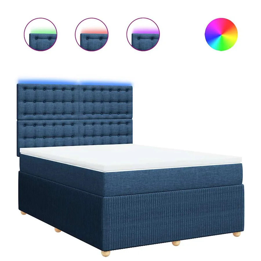 Sommier à lattes de lit avec matelas Bleu 140x190 cm Tissu - 2