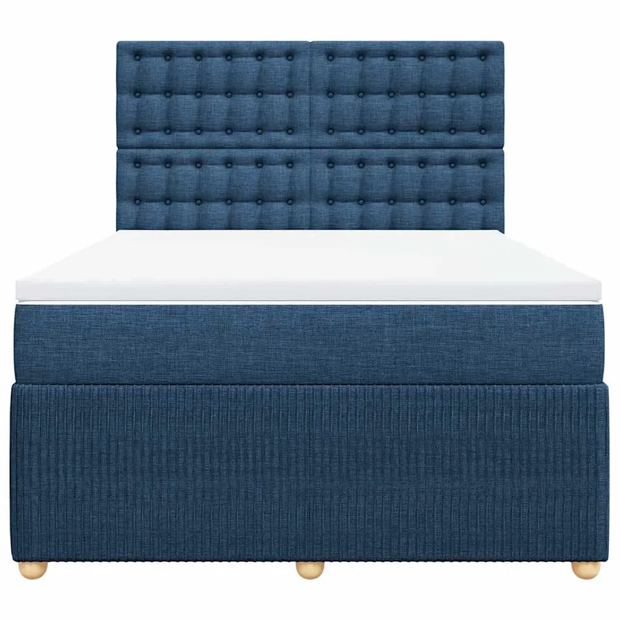 Sommier à lattes de lit avec matelas Bleu 140x190 cm Tissu - 6