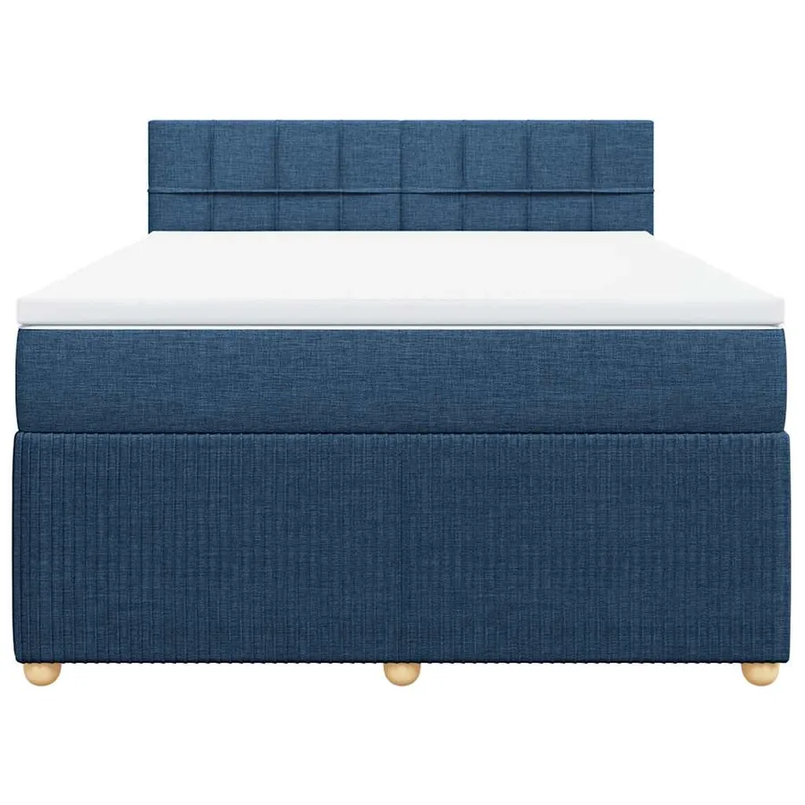 Sommier à lattes de lit avec matelas Bleu 140x190 cm Tissu - 4