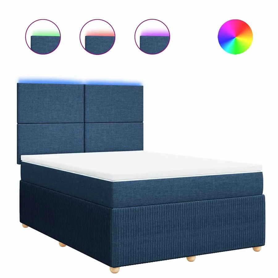 Sommier à lattes de lit avec matelas Bleu 140x190 cm Tissu - 2