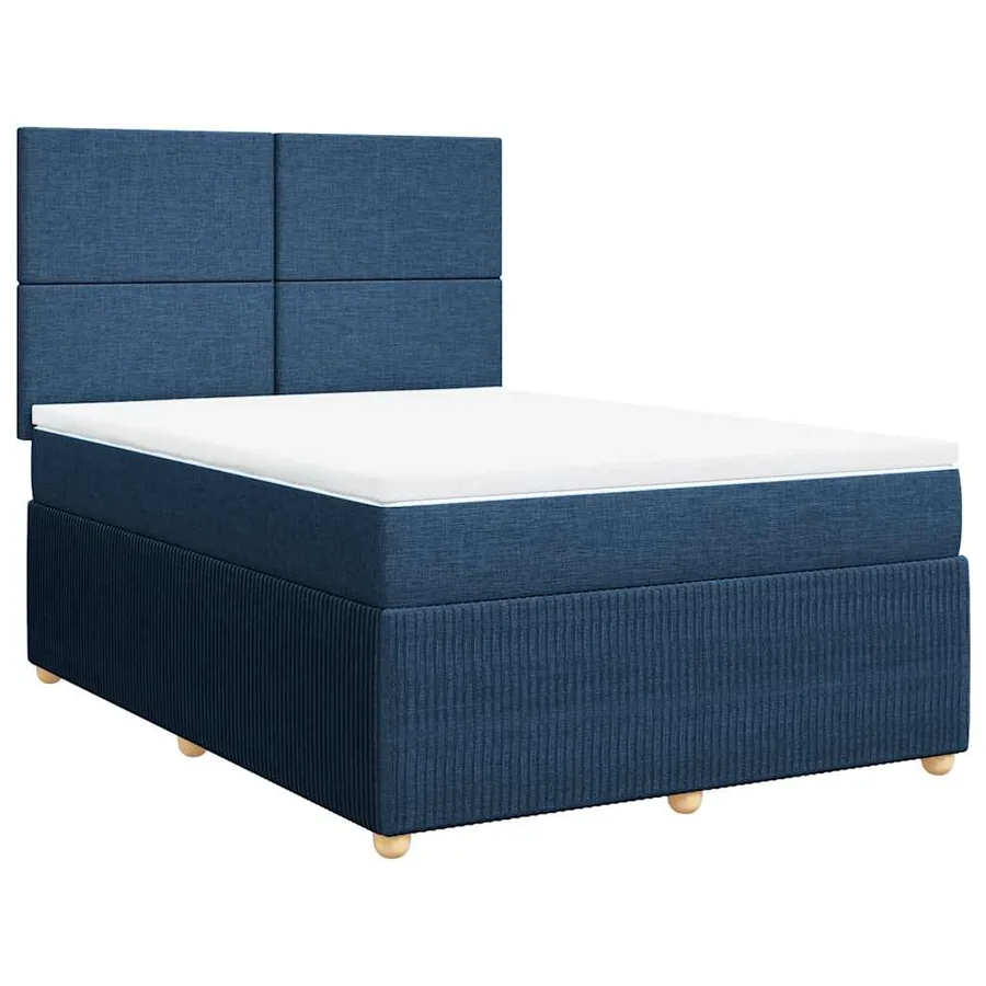 Sommier à lattes de lit avec matelas Bleu 140x190 cm Tissu - 3