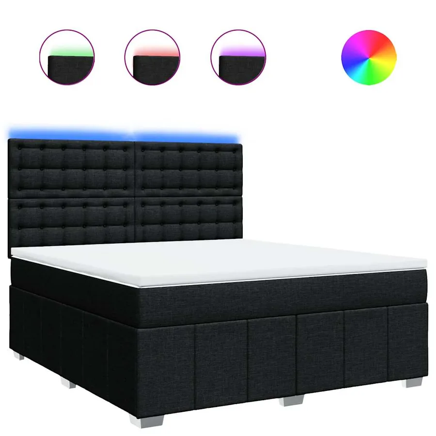 Sommier à lattes de lit avec matelas Noir 180x200 cm Tissu - 2