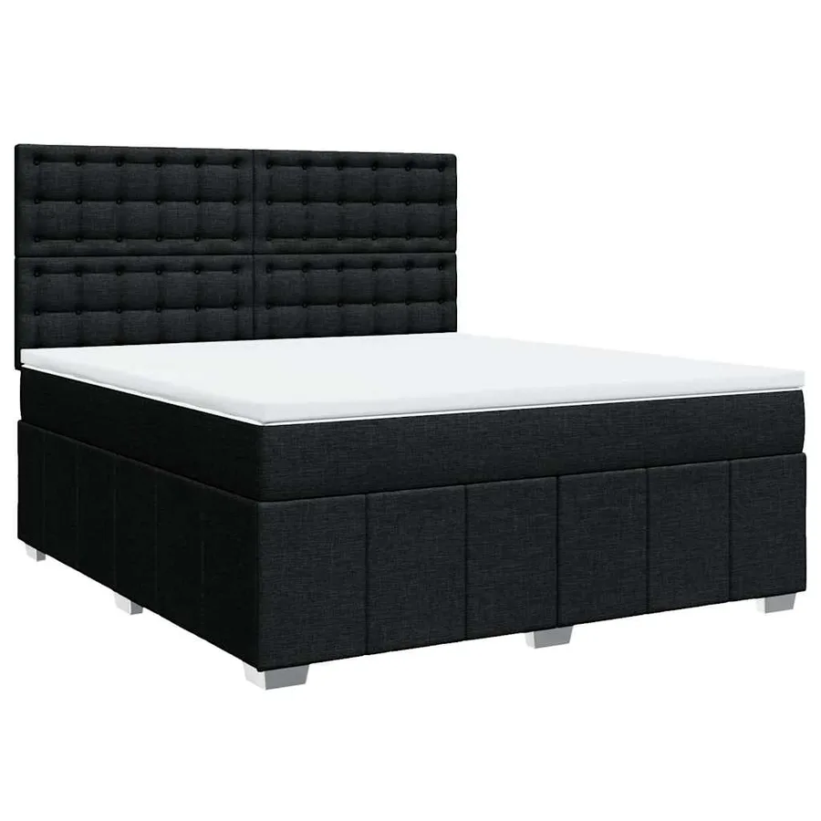 Sommier à lattes de lit avec matelas Noir 180x200 cm Tissu - 3