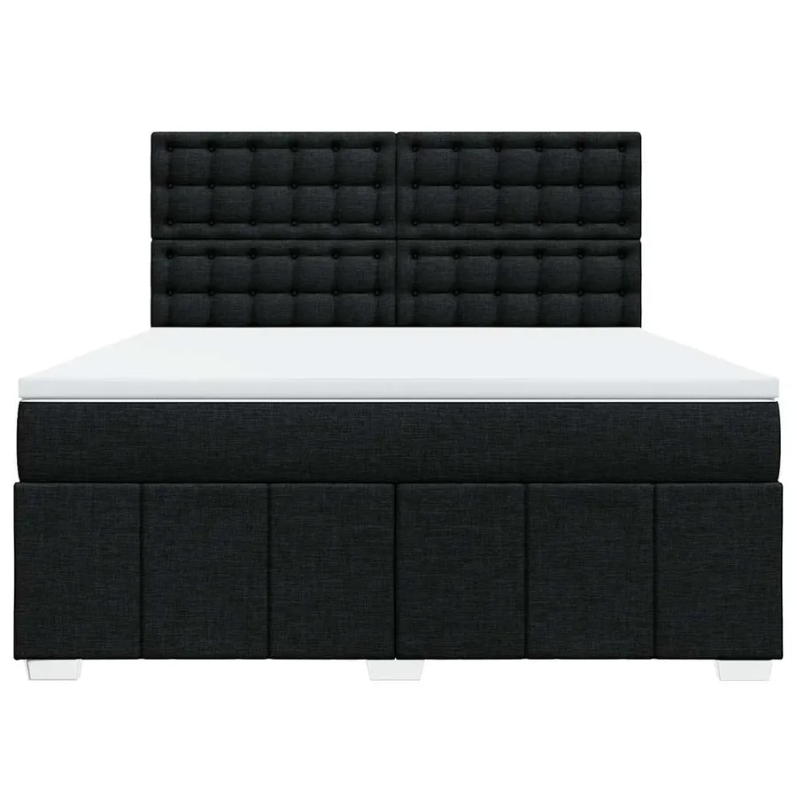 Sommier à lattes de lit avec matelas Noir 180x200 cm Tissu - 6