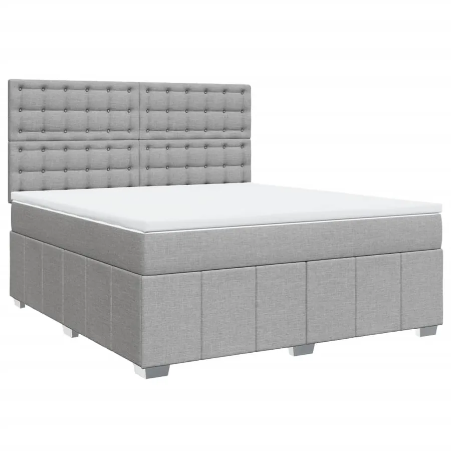 Sommier à lattes de lit avec matelas Gris clair 180x200cm Tissu - 3