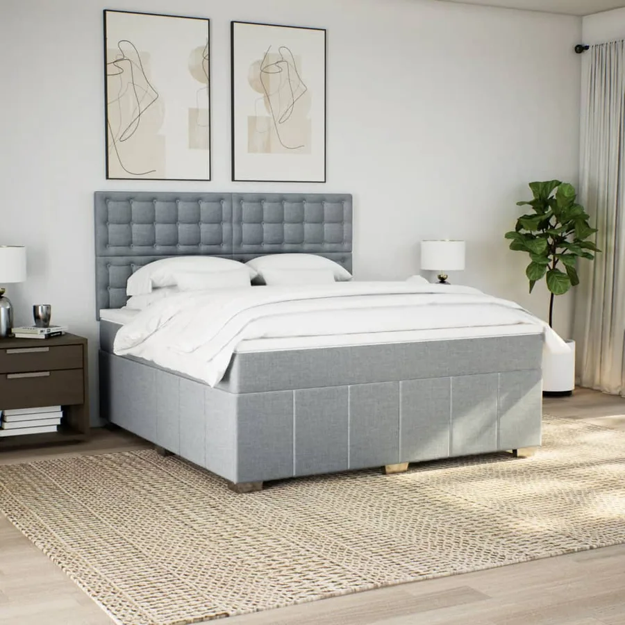 Sommier à lattes de lit avec matelas Gris clair 180x200cm Tissu - 5